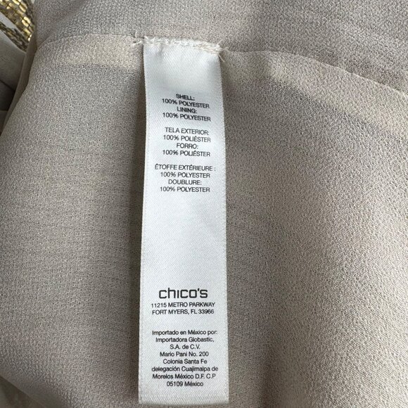 Chicos Size 2 Open Front Sheer Beige & Gold Sequin Kimono Jacket - Picture 5 of 10